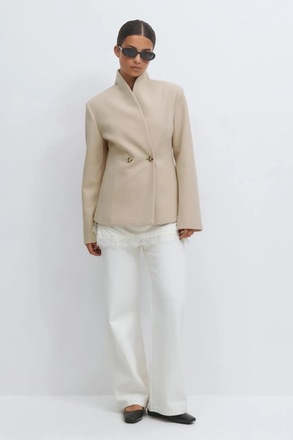 Gina Tricot haped woo bend jacket Beige Sale