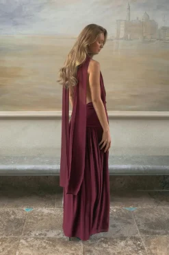 Gina Tricot Shawl maxi dress Rød Clearance
