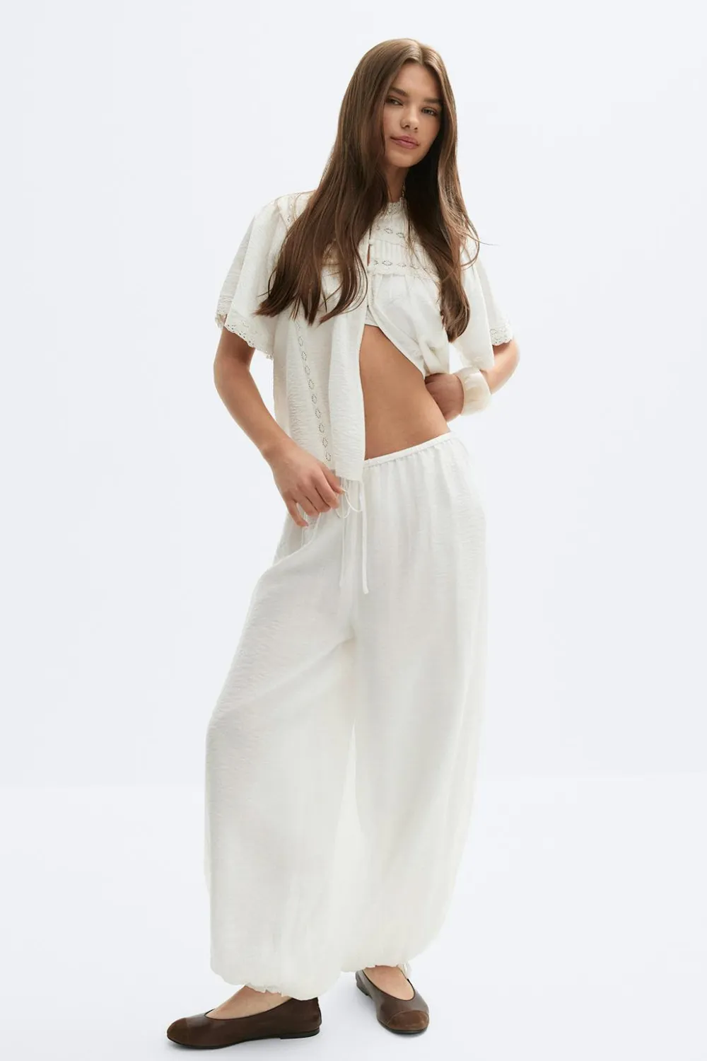 Gina Tricot heer baoon trouer Hvit Outlet