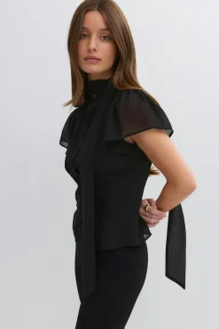 Gina Tricot Sheer blouse Svart
