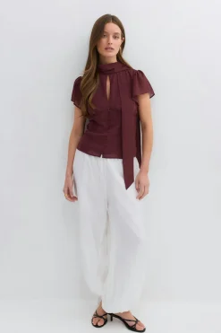 Gina Tricot Sheer blouse Brun New