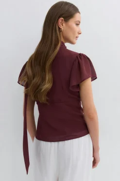 Gina Tricot Sheer blouse Brun New