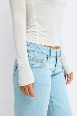 Gina Tricot heer ong eeve top Hvit Clearance