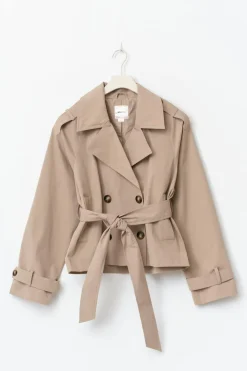 Gina Tricot 14+ hort beted trench jacket Beige Clearance