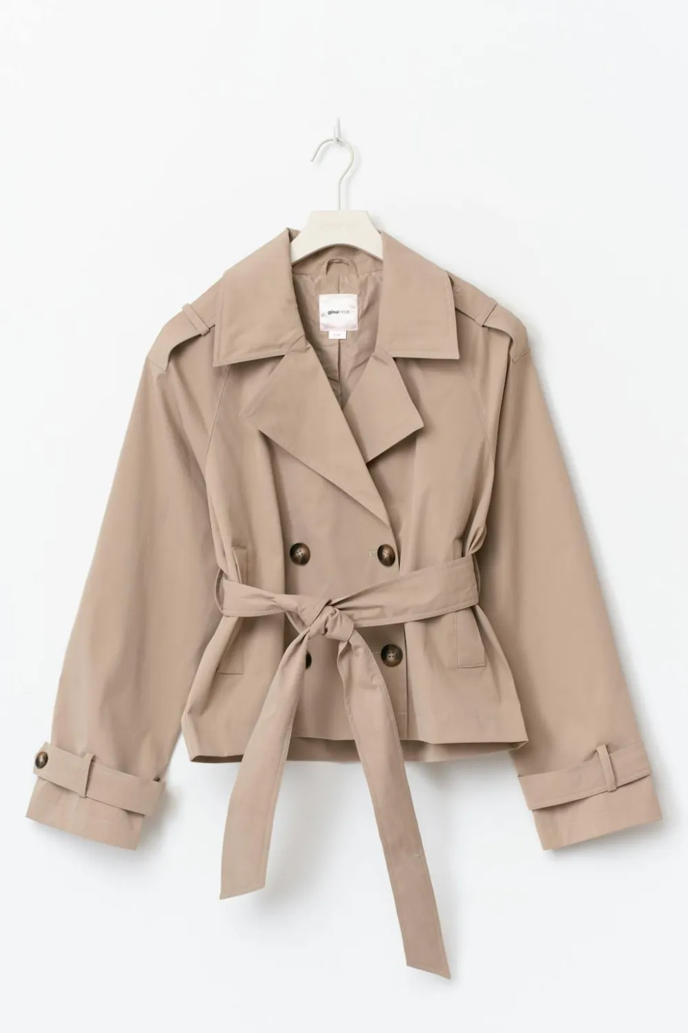 Gina Tricot 14+ hort beted trench jacket Beige Clearance