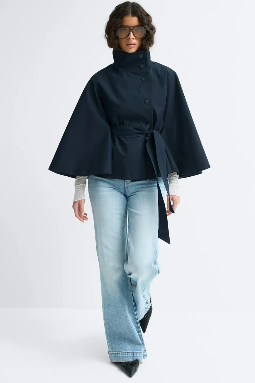 Gina Tricot hort cape trench jacket Blå Sale