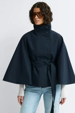 Gina Tricot hort cape trench jacket Blå Sale