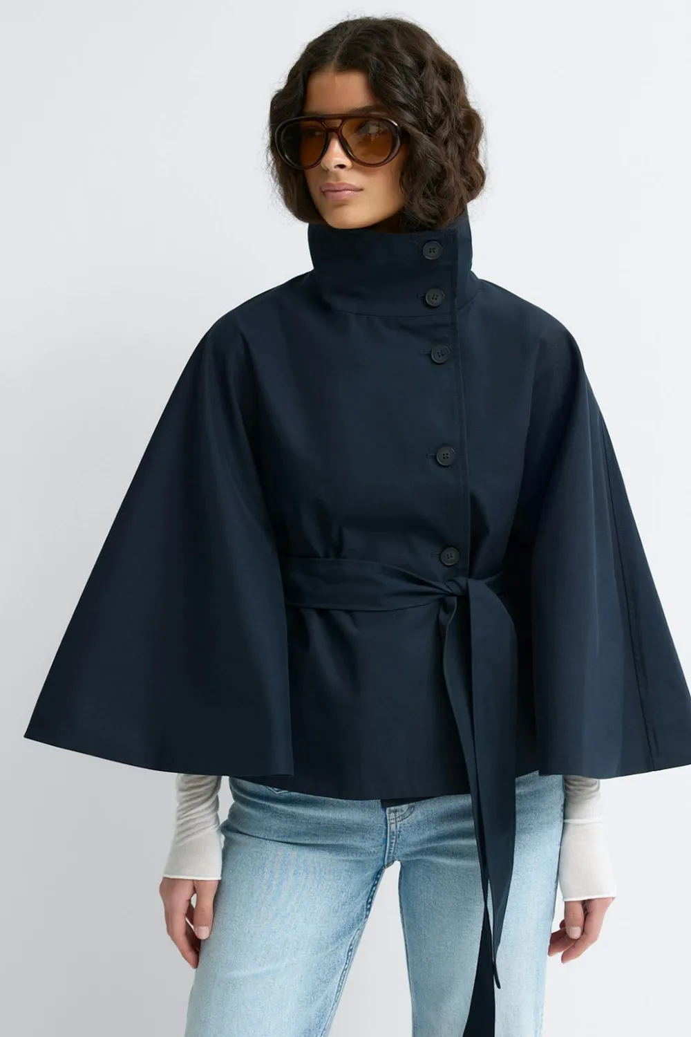 Gina Tricot hort cape trench jacket Blå Sale
