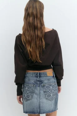 Gina Tricot Short denim skirt Blå Hot