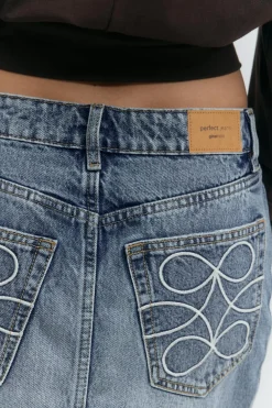Gina Tricot Short denim skirt Blå Hot