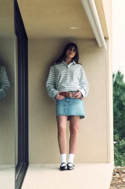 Gina Tricot Short denim skirt Blå Hot