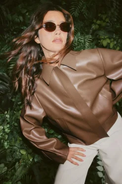 Gina Tricot hort pu jacket Brun Sale