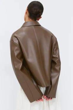Gina Tricot hort pu jacket Brun Sale