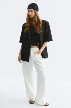 Gina Tricot hort eeve bazer Svart Clearance
