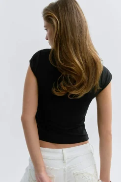 Gina Tricot 14+ hort eeve top Svart Clearance