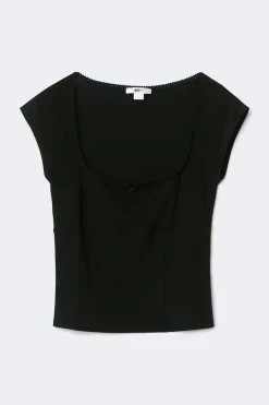 Gina Tricot 14+ hort eeve top Svart Clearance