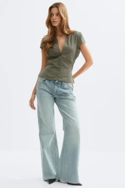 Gina Tricot hort eeve top Grønn Outlet