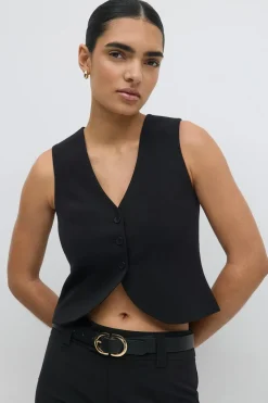 Gina Tricot Short v-neck vest Svart Hot