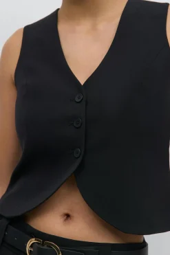 Gina Tricot Short v-neck vest Svart Hot