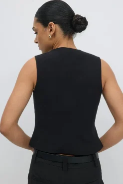Gina Tricot Short v-neck vest Svart Hot