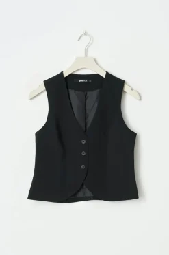 Gina Tricot Short v-neck vest Svart Hot
