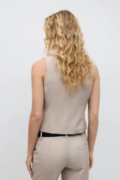 Gina Tricot Short v-neck vest Beige Online