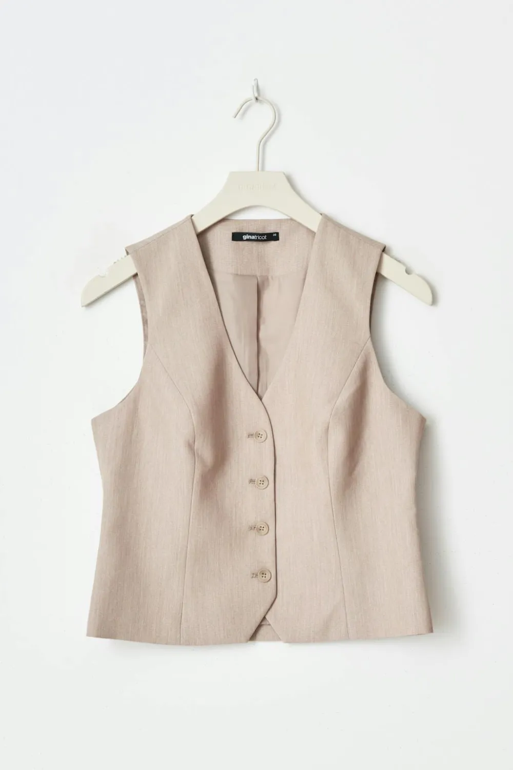 Gina Tricot Short v-neck vest Beige Online