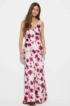 Gina Tricot Sleeveless satin maxi dress Rosa Outlet