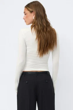 Gina Tricot i fit coop neck top Hvit New