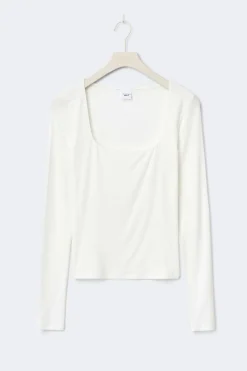 Gina Tricot i fit coop neck top Hvit New