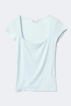 Gina Tricot i fit hort eeve top Blå Sale