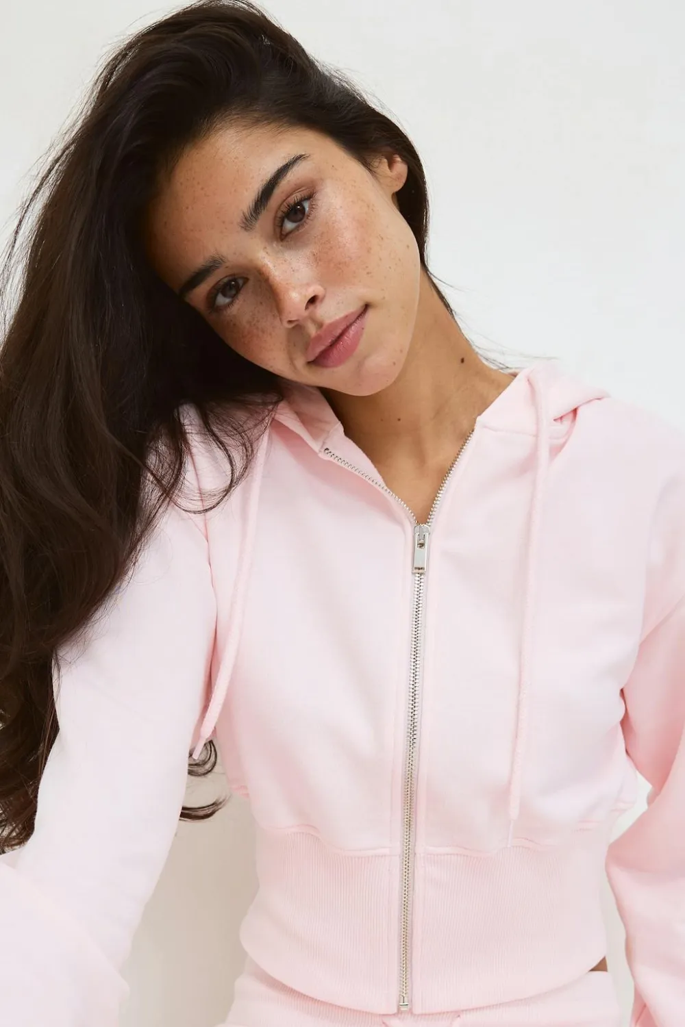 Gina Tricot i fit zip hoodie Rosa Sale
