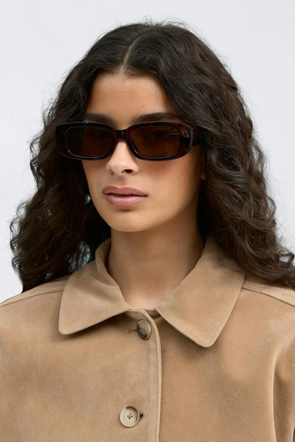 Gina Tricot Slim rectangular sunglasses Brun New