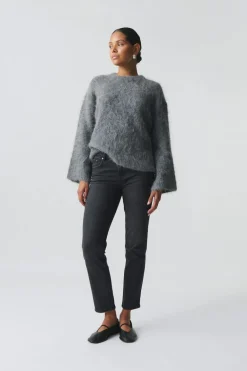 Gina Tricot Slim straight jeans Svart Outlet