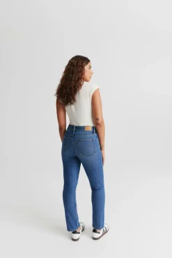 Gina Tricot Slim straight jeans Blå Outlet