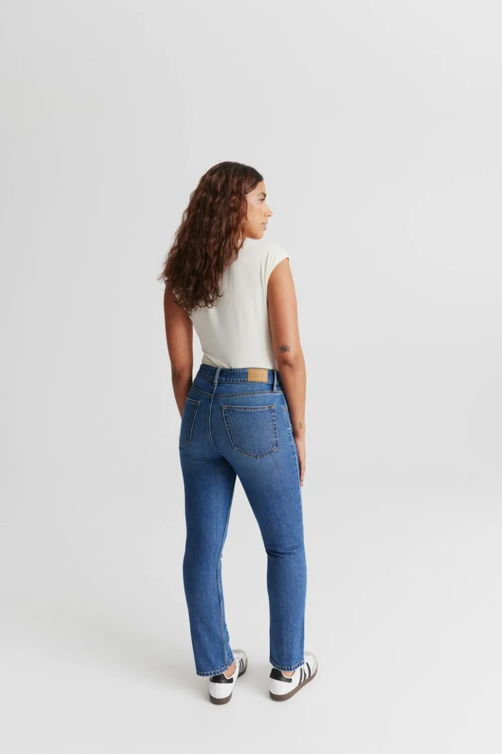 Gina Tricot Slim straight jeans Blå Outlet