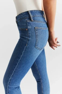 Gina Tricot Slim straight jeans Blå Outlet