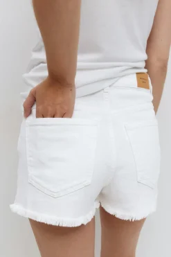 Gina Tricot Slit denim shorts Hvit Outlet