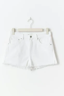 Gina Tricot Slit denim shorts Hvit Outlet