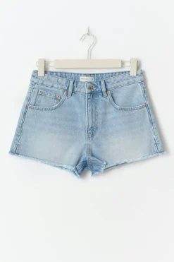 Gina Tricot Slit denim shorts Blå