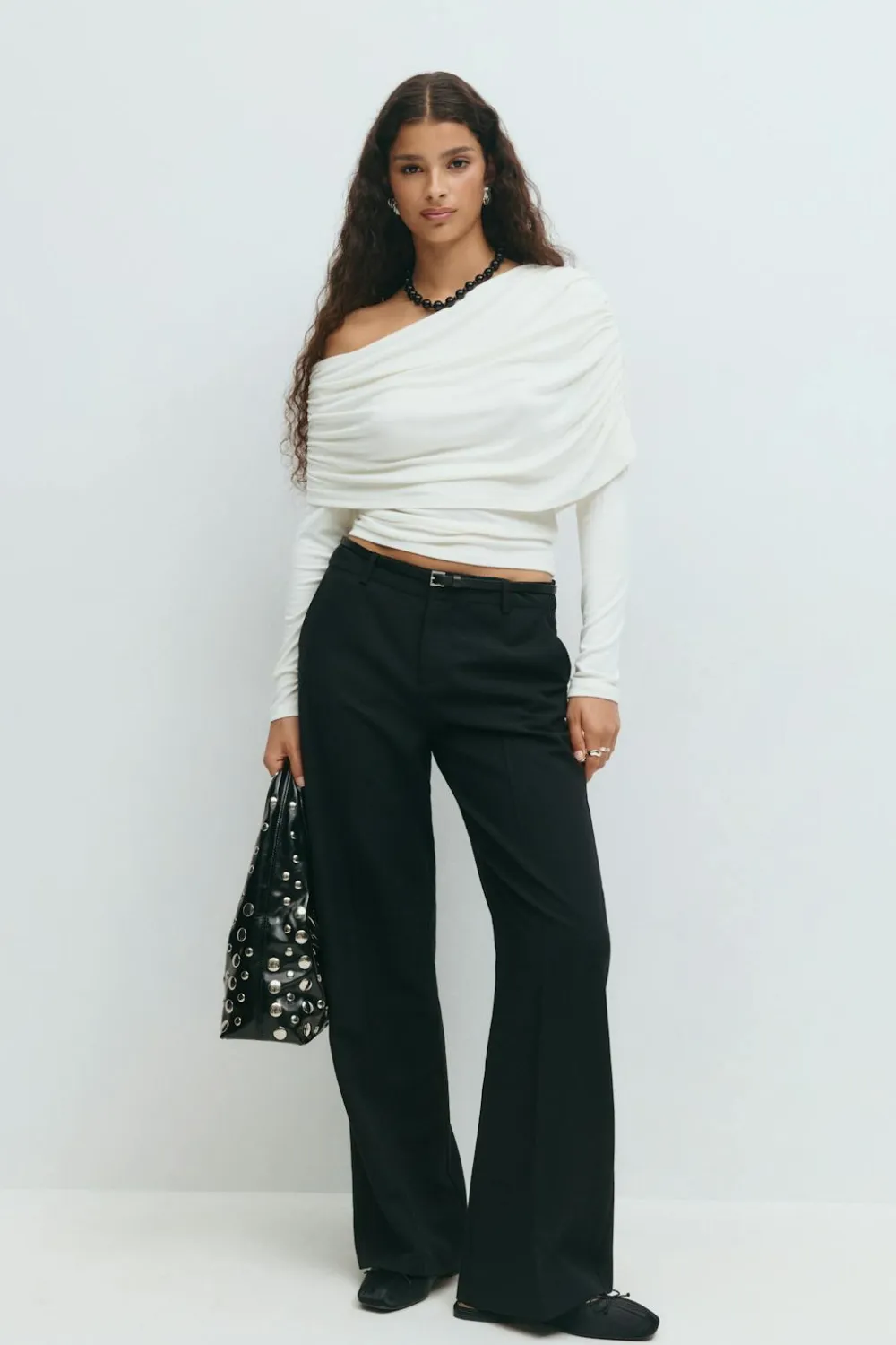 Gina Tricot oped houder cape top Hvit New