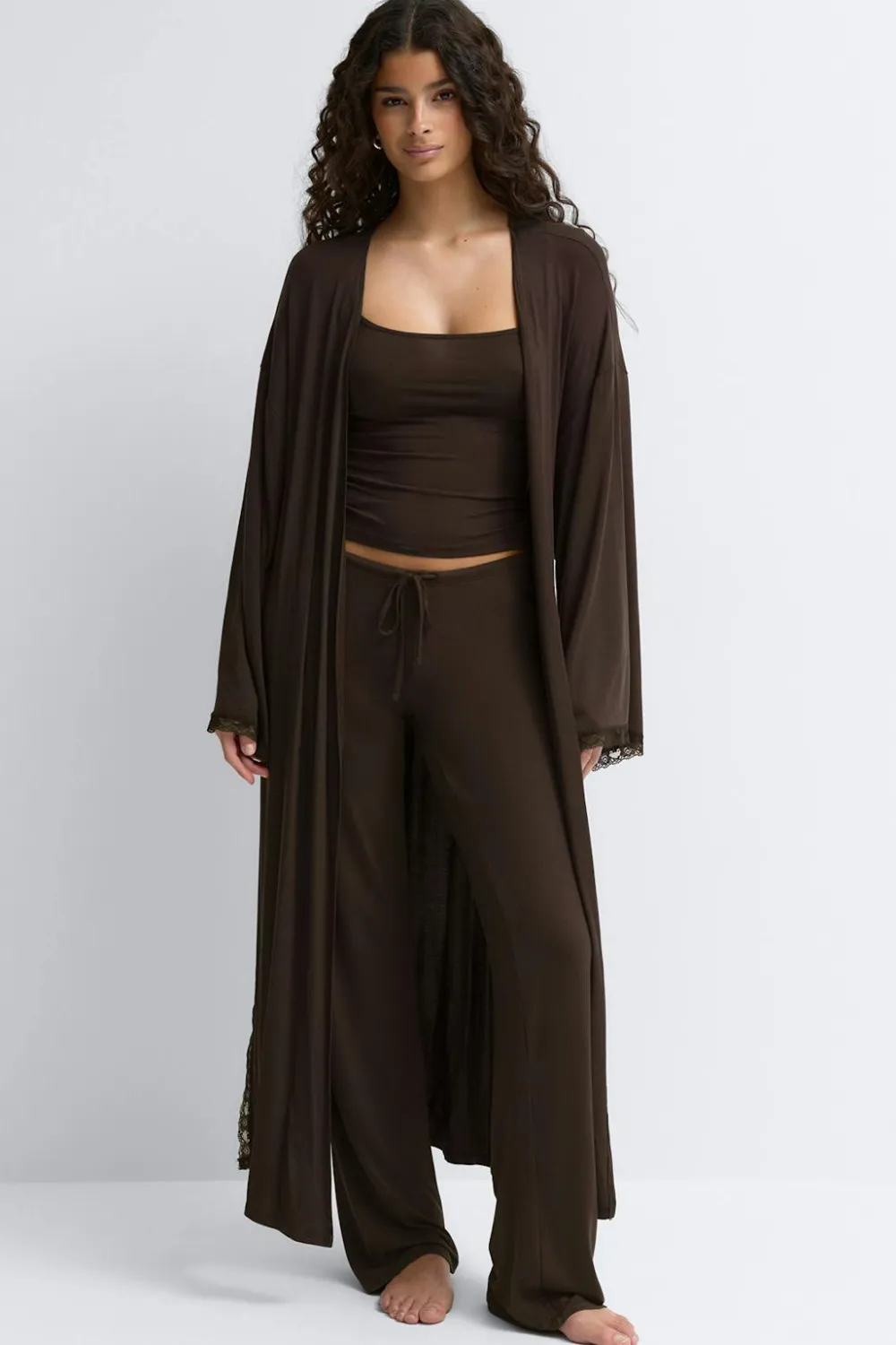 Gina Tricot oft ace oungewear robe Brun New