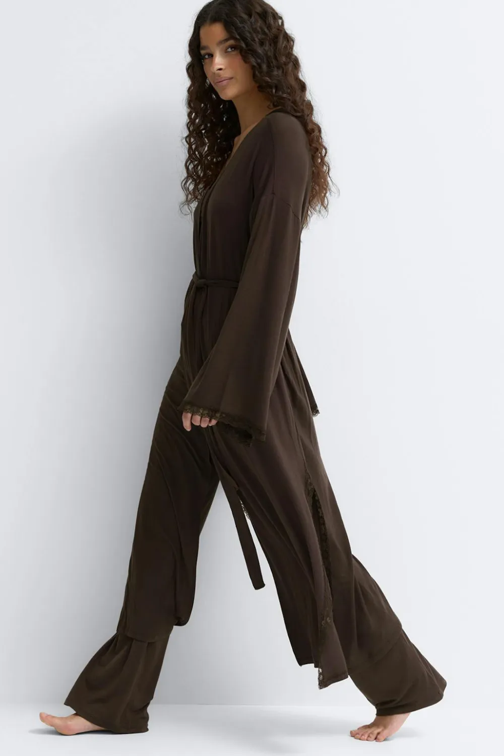 Gina Tricot oft ace oungewear robe Brun New