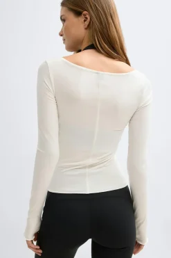 Gina Tricot oft ayering yoga top Hvit Sale