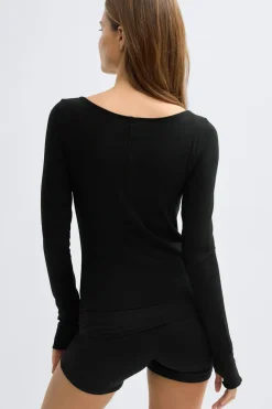Gina Tricot oft ayering yoga top Svart Hot