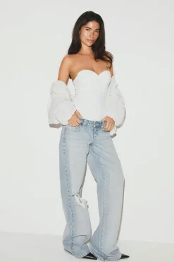 Gina Tricot oft cupt baconette body Hvit Clearance