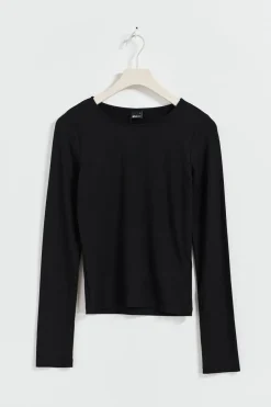 Gina Tricot oft touch crew neck top Svart Best