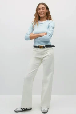 Gina Tricot oft touch crew neck top Blå Best