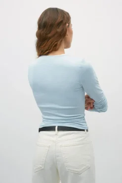 Gina Tricot oft touch crew neck top Blå Best