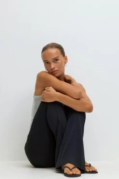 Gina Tricot oft touch foded trouer Blå Outlet